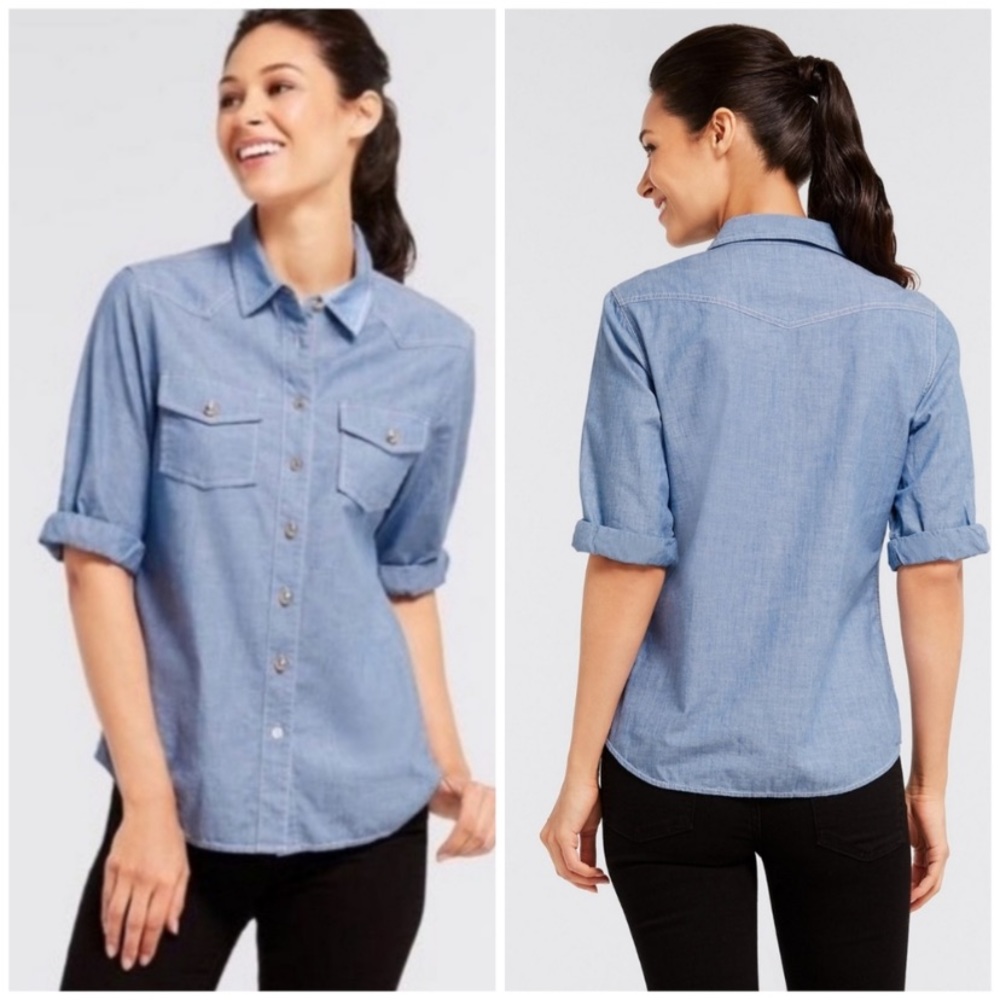 Draper James | Blue Bird Chambray Button Up Sz 10